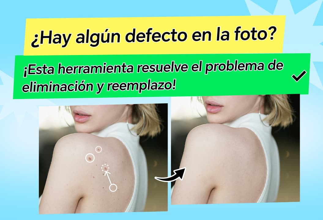 ¿Hay algún defecto en la imagen que afecte su belleza? Esta herramienta elimina los reemplazos para resolver